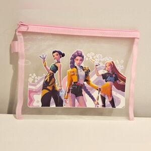 K Pop Demon Hunters Mesh Zipper Organizer Stationery Travel Pouch W/Hanging Loop